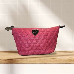 Betsey Johnson "Luv Betsey" Red Quilted Cosmetic Bag W/O Strap